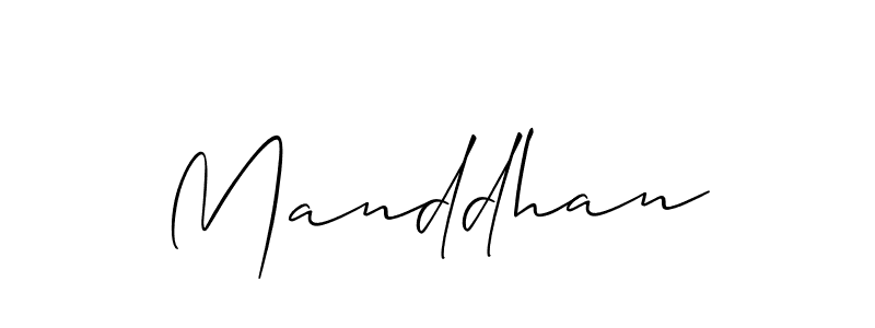 Make a beautiful signature design for name Manddhan. With this signature (Allison_Script) style, you can create a handwritten signature for free. Manddhan signature style 2 images and pictures png