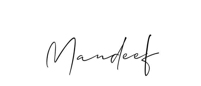 Create a beautiful signature design for name Mandeef. With this signature (Allison_Script) fonts, you can make a handwritten signature for free. Mandeef signature style 2 images and pictures png