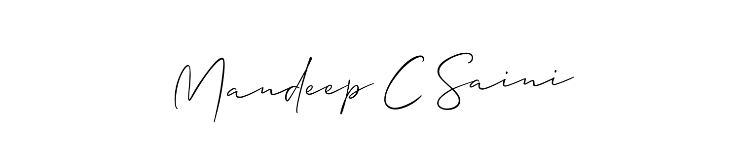 Allison_Script is a professional signature style that is perfect for those who want to add a touch of class to their signature. It is also a great choice for those who want to make their signature more unique. Get Mandeep C Saini name to fancy signature for free. Mandeep C Saini signature style 2 images and pictures png