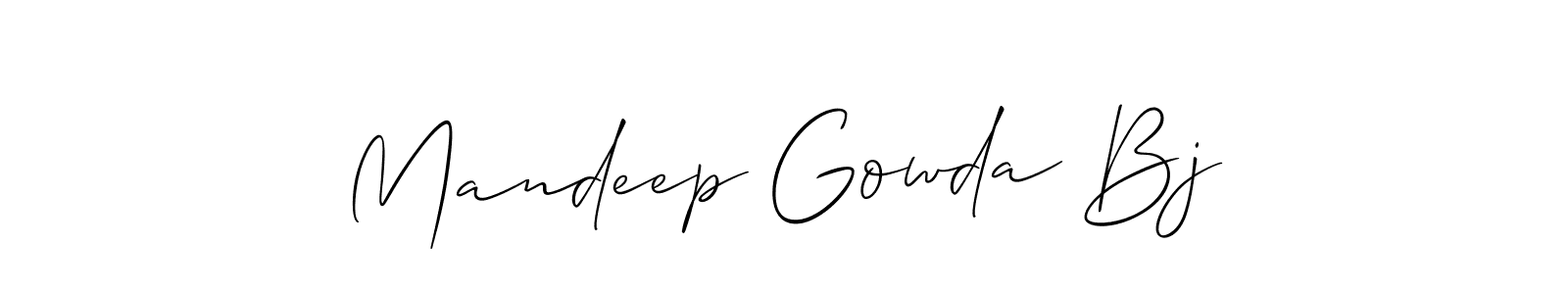 How to make Mandeep Gowda Bj signature? Allison_Script is a professional autograph style. Create handwritten signature for Mandeep Gowda Bj name. Mandeep Gowda Bj signature style 2 images and pictures png