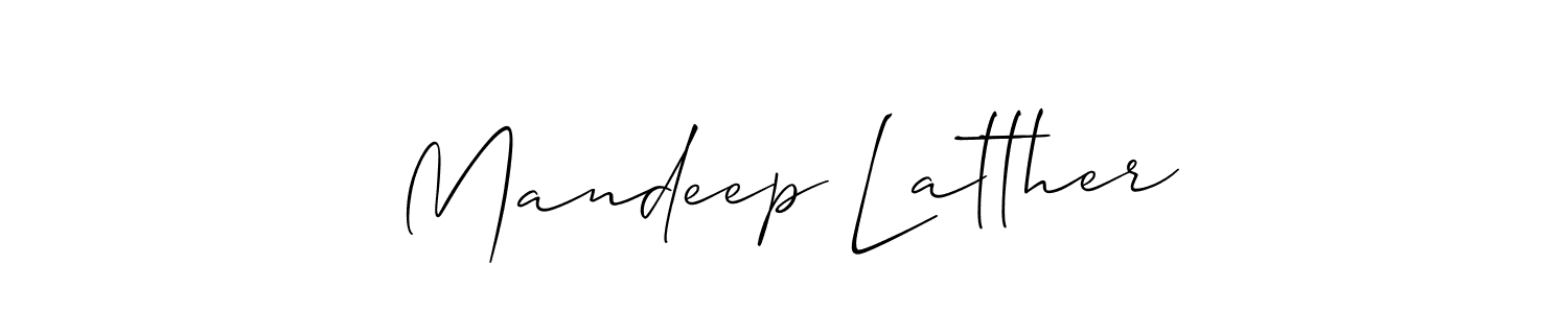 Similarly Allison_Script is the best handwritten signature design. Signature creator online .You can use it as an online autograph creator for name Mandeep Latther. Mandeep Latther signature style 2 images and pictures png