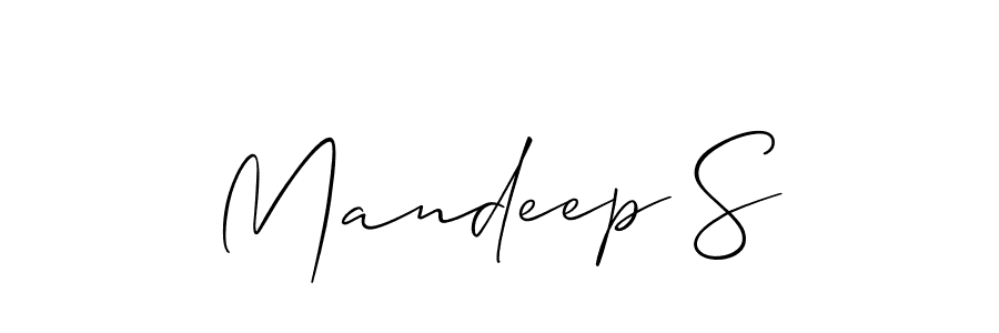 How to make Mandeep S name signature. Use Allison_Script style for creating short signs online. This is the latest handwritten sign. Mandeep S signature style 2 images and pictures png