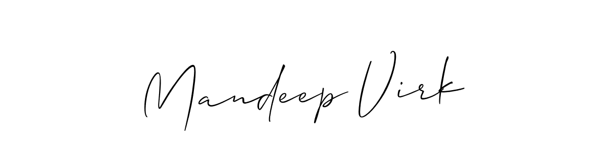 Create a beautiful signature design for name Mandeep Virk. With this signature (Allison_Script) fonts, you can make a handwritten signature for free. Mandeep Virk signature style 2 images and pictures png