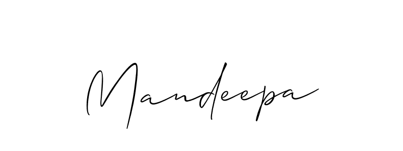 Use a signature maker to create a handwritten signature online. With this signature software, you can design (Allison_Script) your own signature for name Mandeepa. Mandeepa signature style 2 images and pictures png