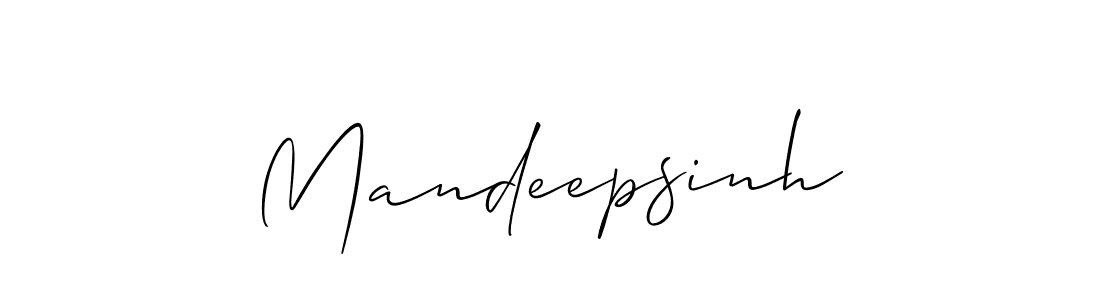 Make a beautiful signature design for name Mandeepsinh. With this signature (Allison_Script) style, you can create a handwritten signature for free. Mandeepsinh signature style 2 images and pictures png