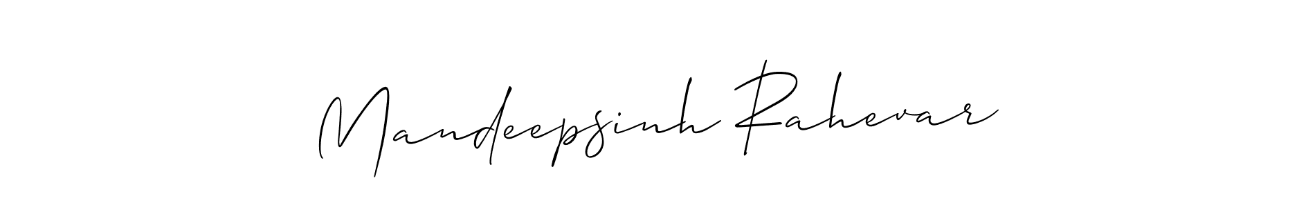 Use a signature maker to create a handwritten signature online. With this signature software, you can design (Allison_Script) your own signature for name Mandeepsinh Rahevar. Mandeepsinh Rahevar signature style 2 images and pictures png
