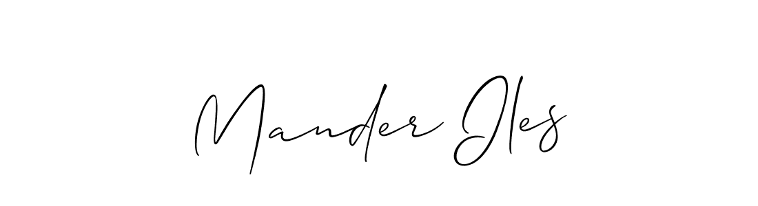 if you are searching for the best signature style for your name Mander Iles. so please give up your signature search. here we have designed multiple signature styles  using Allison_Script. Mander Iles signature style 2 images and pictures png