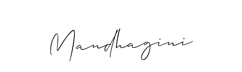 The best way (Allison_Script) to make a short signature is to pick only two or three words in your name. The name Mandhagini include a total of six letters. For converting this name. Mandhagini signature style 2 images and pictures png