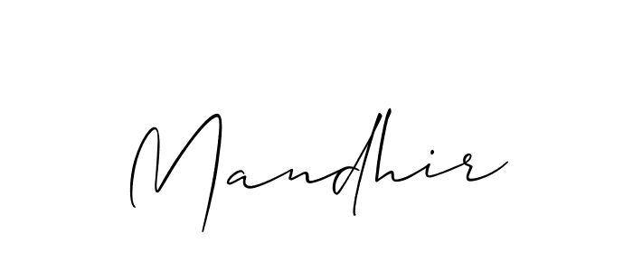 Make a beautiful signature design for name Mandhir. With this signature (Allison_Script) style, you can create a handwritten signature for free. Mandhir signature style 2 images and pictures png