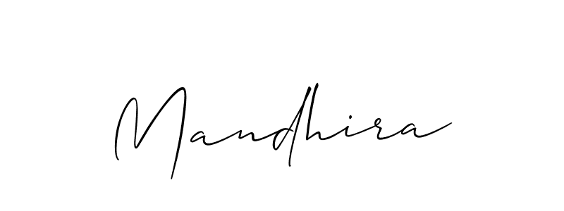 Mandhira stylish signature style. Best Handwritten Sign (Allison_Script) for my name. Handwritten Signature Collection Ideas for my name Mandhira. Mandhira signature style 2 images and pictures png