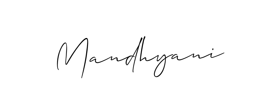 How to make Mandhyani name signature. Use Allison_Script style for creating short signs online. This is the latest handwritten sign. Mandhyani signature style 2 images and pictures png