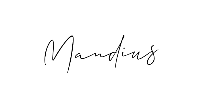 Use a signature maker to create a handwritten signature online. With this signature software, you can design (Allison_Script) your own signature for name Mandius. Mandius signature style 2 images and pictures png