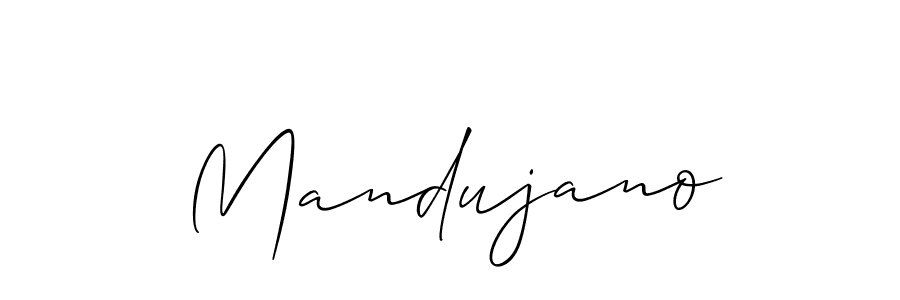 How to make Mandujano signature? Allison_Script is a professional autograph style. Create handwritten signature for Mandujano name. Mandujano signature style 2 images and pictures png