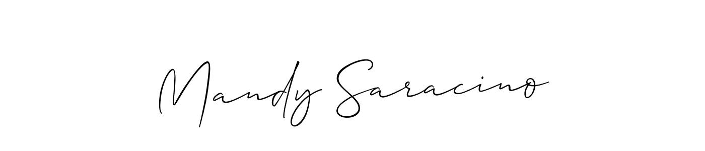 Make a short Mandy Saracino signature style. Manage your documents anywhere anytime using Allison_Script. Create and add eSignatures, submit forms, share and send files easily. Mandy Saracino signature style 2 images and pictures png