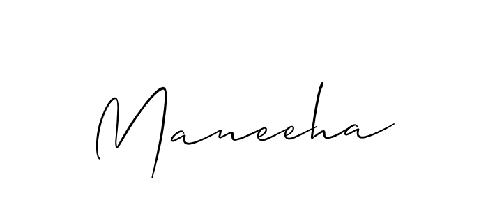 Also we have Maneeha name is the best signature style. Create professional handwritten signature collection using Allison_Script autograph style. Maneeha signature style 2 images and pictures png