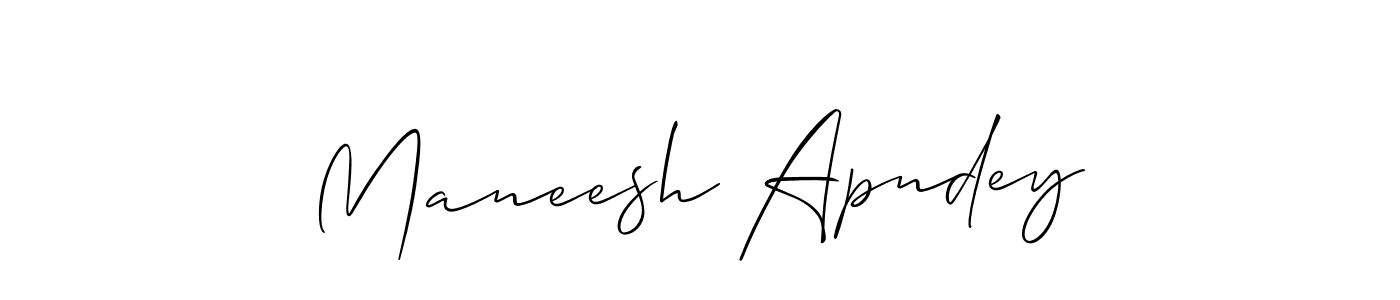 Design your own signature with our free online signature maker. With this signature software, you can create a handwritten (Allison_Script) signature for name Maneesh Apndey. Maneesh Apndey signature style 2 images and pictures png