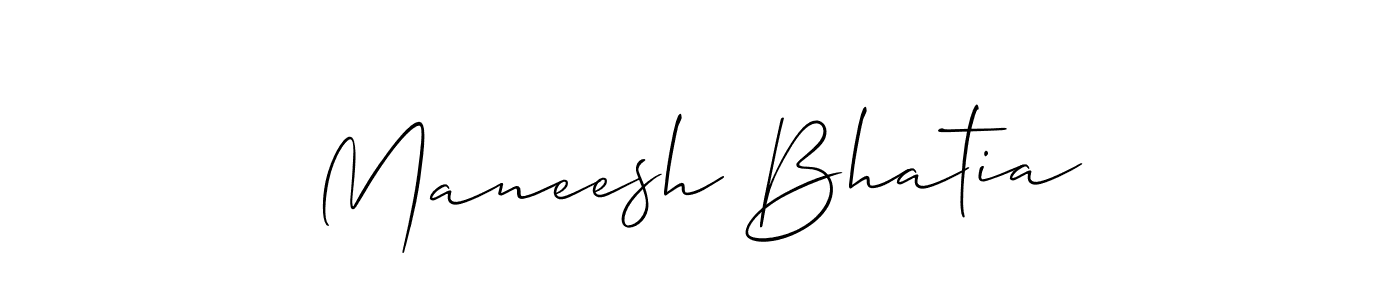 Design your own signature with our free online signature maker. With this signature software, you can create a handwritten (Allison_Script) signature for name Maneesh Bhatia. Maneesh Bhatia signature style 2 images and pictures png