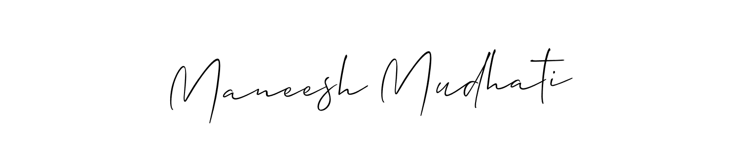 Use a signature maker to create a handwritten signature online. With this signature software, you can design (Allison_Script) your own signature for name Maneesh Mudhati. Maneesh Mudhati signature style 2 images and pictures png