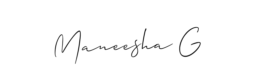 You should practise on your own different ways (Allison_Script) to write your name (Maneesha G) in signature. don't let someone else do it for you. Maneesha G signature style 2 images and pictures png