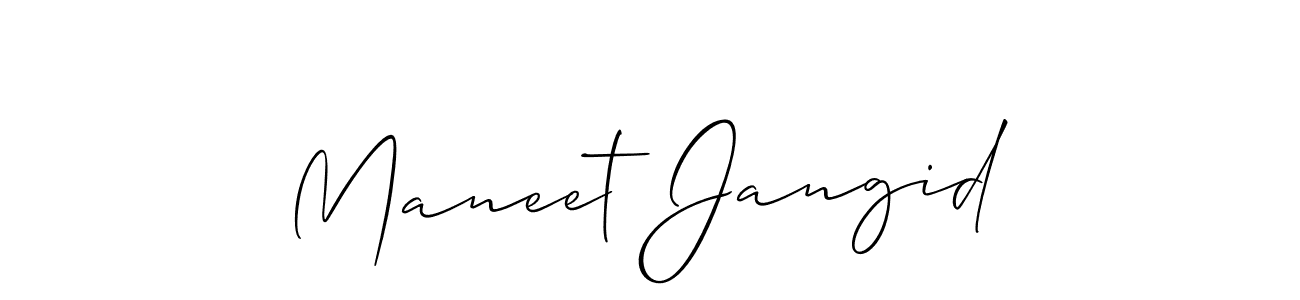 How to make Maneet Jangid name signature. Use Allison_Script style for creating short signs online. This is the latest handwritten sign. Maneet Jangid signature style 2 images and pictures png