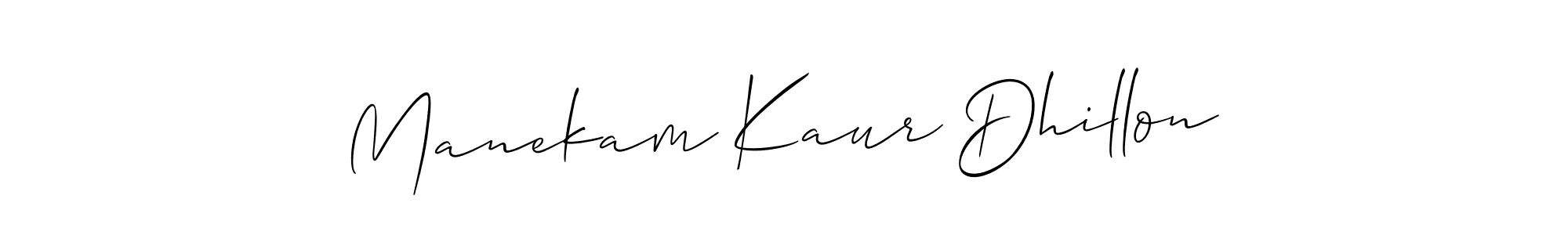 Make a beautiful signature design for name Manekam Kaur Dhillon. With this signature (Allison_Script) style, you can create a handwritten signature for free. Manekam Kaur Dhillon signature style 2 images and pictures png