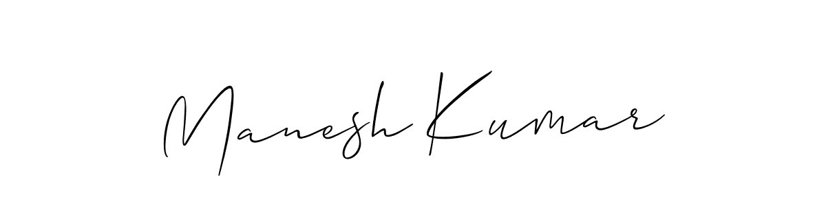 Allison_Script is a professional signature style that is perfect for those who want to add a touch of class to their signature. It is also a great choice for those who want to make their signature more unique. Get Manesh Kumar name to fancy signature for free. Manesh Kumar signature style 2 images and pictures png