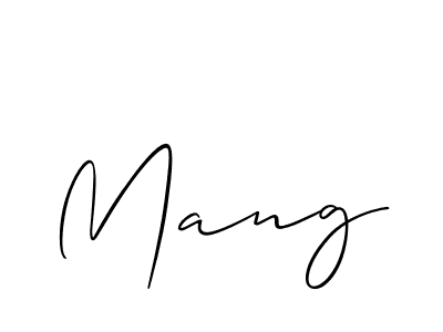 Design your own signature with our free online signature maker. With this signature software, you can create a handwritten (Allison_Script) signature for name Mang. Mang signature style 2 images and pictures png