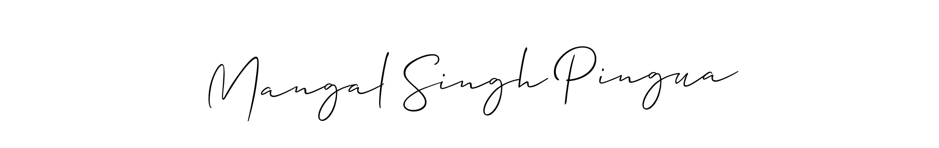 It looks lik you need a new signature style for name Mangal Singh Pingua. Design unique handwritten (Allison_Script) signature with our free signature maker in just a few clicks. Mangal Singh Pingua signature style 2 images and pictures png