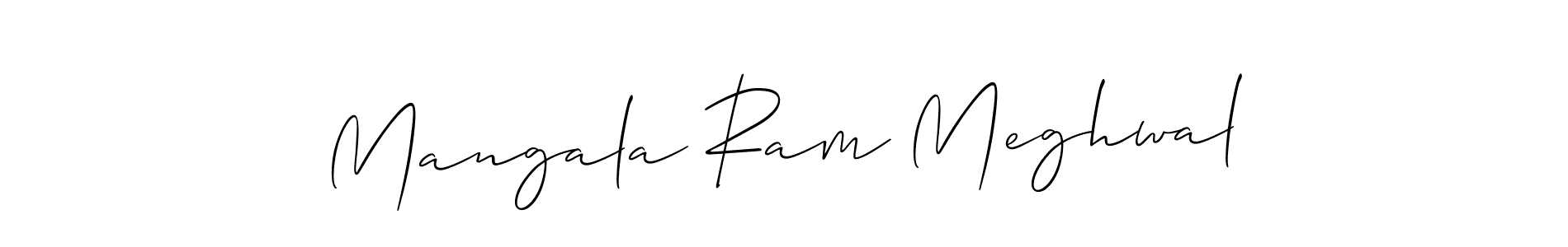 The best way (Allison_Script) to make a short signature is to pick only two or three words in your name. The name Mangala Ram Meghwal include a total of six letters. For converting this name. Mangala Ram Meghwal signature style 2 images and pictures png