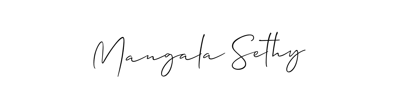 Design your own signature with our free online signature maker. With this signature software, you can create a handwritten (Allison_Script) signature for name Mangala Sethy. Mangala Sethy signature style 2 images and pictures png