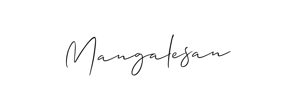 You should practise on your own different ways (Allison_Script) to write your name (Mangalesan) in signature. don't let someone else do it for you. Mangalesan signature style 2 images and pictures png