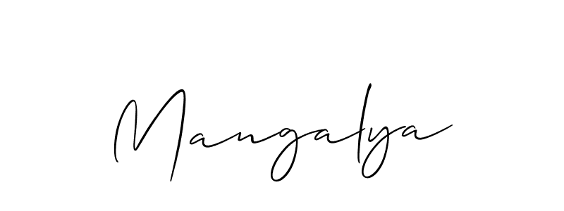 Design your own signature with our free online signature maker. With this signature software, you can create a handwritten (Allison_Script) signature for name Mangalya. Mangalya signature style 2 images and pictures png