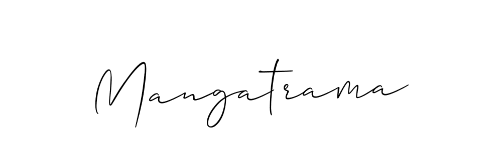 Use a signature maker to create a handwritten signature online. With this signature software, you can design (Allison_Script) your own signature for name Mangatrama. Mangatrama signature style 2 images and pictures png