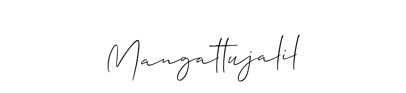 Similarly Allison_Script is the best handwritten signature design. Signature creator online .You can use it as an online autograph creator for name Mangattujalil. Mangattujalil signature style 2 images and pictures png