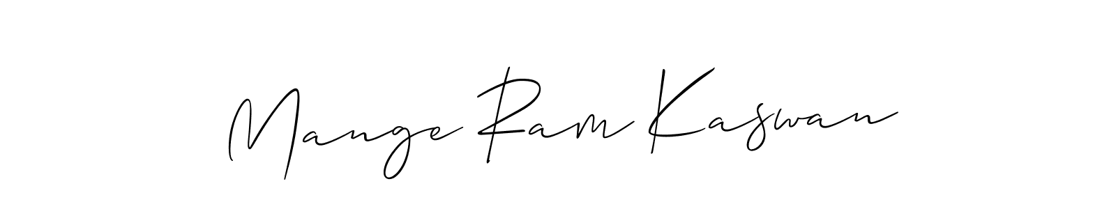 Make a short Mange Ram Kaswan signature style. Manage your documents anywhere anytime using Allison_Script. Create and add eSignatures, submit forms, share and send files easily. Mange Ram Kaswan signature style 2 images and pictures png