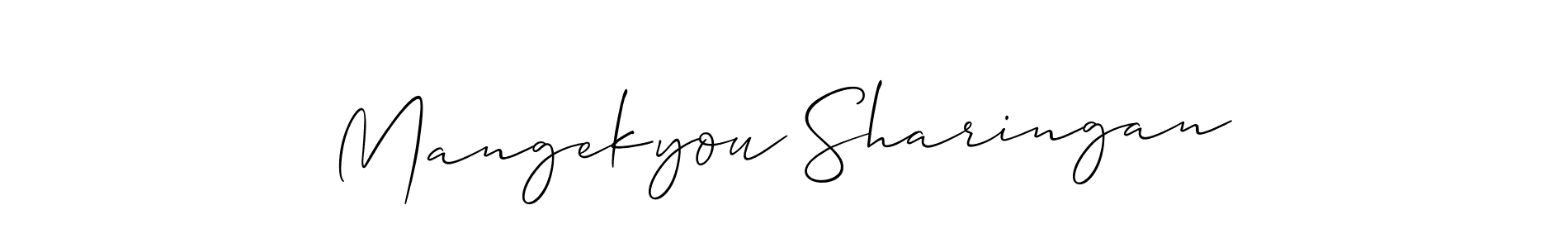 How to make Mangekyou Sharingan signature? Allison_Script is a professional autograph style. Create handwritten signature for Mangekyou Sharingan name. Mangekyou Sharingan signature style 2 images and pictures png