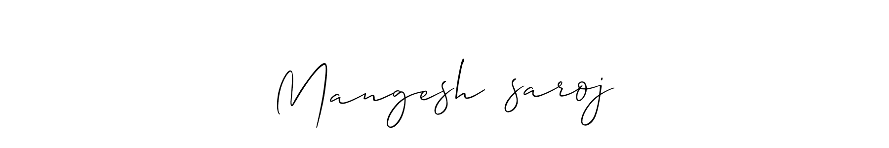 Allison_Script is a professional signature style that is perfect for those who want to add a touch of class to their signature. It is also a great choice for those who want to make their signature more unique. Get Mangesh❣️saroj name to fancy signature for free. Mangesh❣️saroj signature style 2 images and pictures png