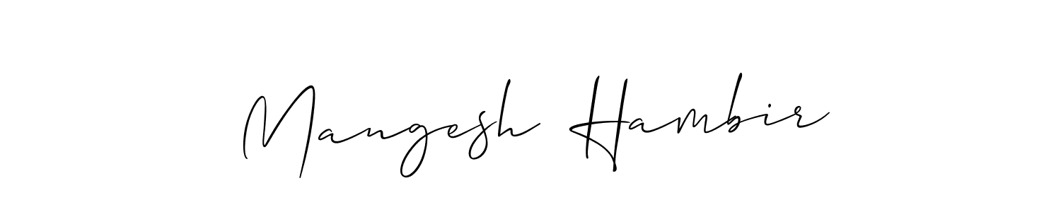 How to make Mangesh  Hambir name signature. Use Allison_Script style for creating short signs online. This is the latest handwritten sign. Mangesh  Hambir signature style 2 images and pictures png