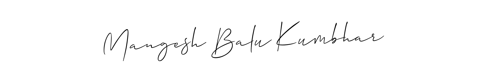 It looks lik you need a new signature style for name Mangesh Balu Kumbhar. Design unique handwritten (Allison_Script) signature with our free signature maker in just a few clicks. Mangesh Balu Kumbhar signature style 2 images and pictures png