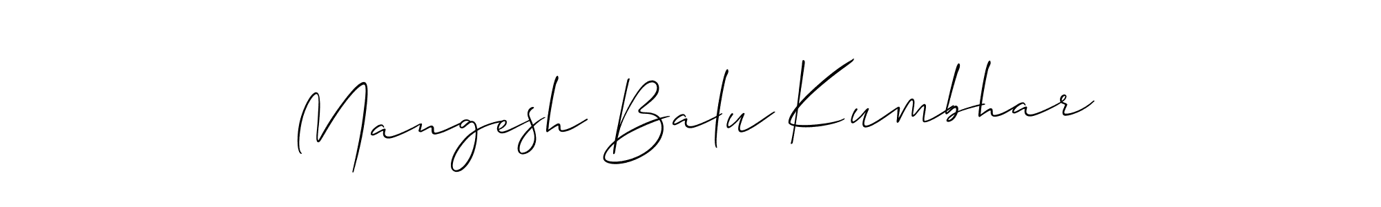 It looks lik you need a new signature style for name Mangesh Balu Kumbhar. Design unique handwritten (Allison_Script) signature with our free signature maker in just a few clicks. Mangesh Balu Kumbhar signature style 2 images and pictures png