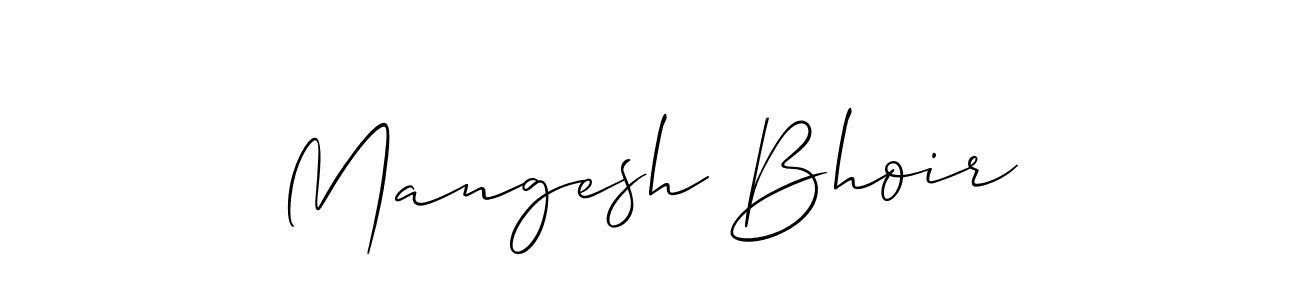 The best way (Allison_Script) to make a short signature is to pick only two or three words in your name. The name Mangesh Bhoir include a total of six letters. For converting this name. Mangesh Bhoir signature style 2 images and pictures png