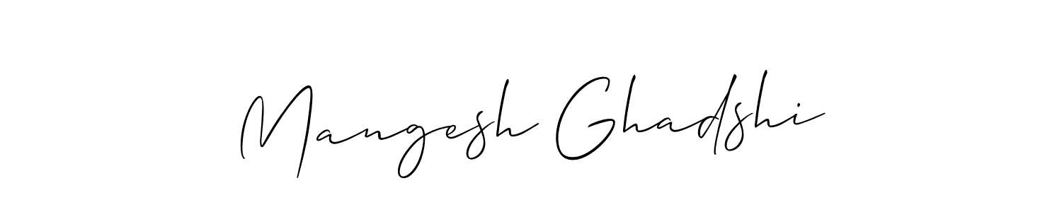 Design your own signature with our free online signature maker. With this signature software, you can create a handwritten (Allison_Script) signature for name Mangesh Ghadshi. Mangesh Ghadshi signature style 2 images and pictures png