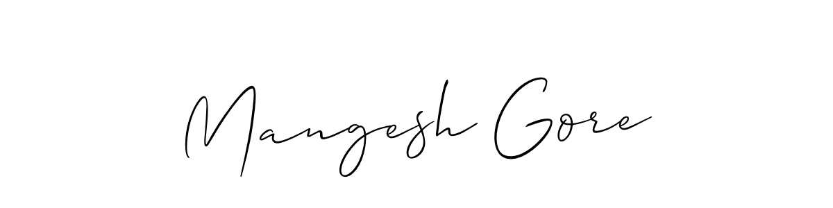 How to make Mangesh Gore name signature. Use Allison_Script style for creating short signs online. This is the latest handwritten sign. Mangesh Gore signature style 2 images and pictures png