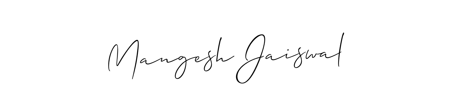 This is the best signature style for the Mangesh Jaiswal name. Also you like these signature font (Allison_Script). Mix name signature. Mangesh Jaiswal signature style 2 images and pictures png