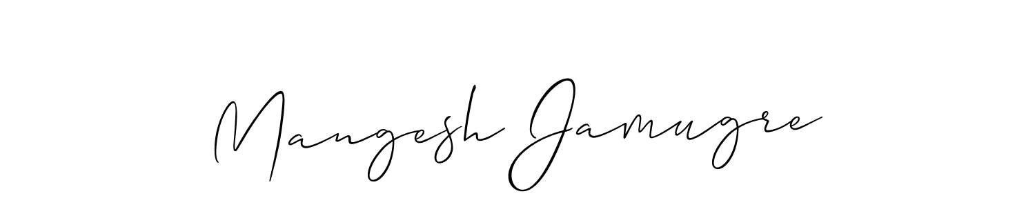 Allison_Script is a professional signature style that is perfect for those who want to add a touch of class to their signature. It is also a great choice for those who want to make their signature more unique. Get Mangesh Jamugre name to fancy signature for free. Mangesh Jamugre signature style 2 images and pictures png