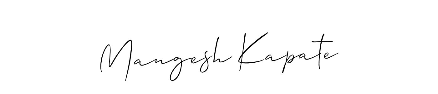 How to make Mangesh Kapate name signature. Use Allison_Script style for creating short signs online. This is the latest handwritten sign. Mangesh Kapate signature style 2 images and pictures png