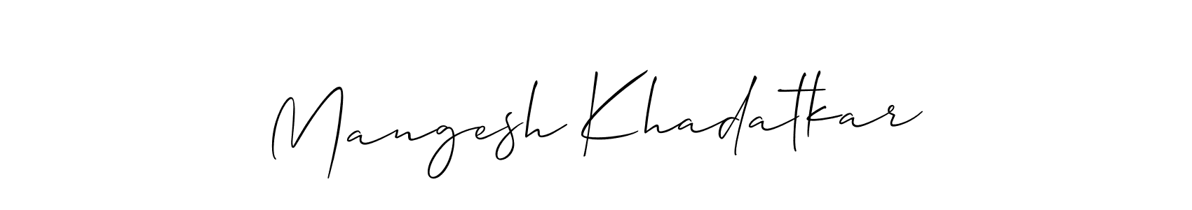 if you are searching for the best signature style for your name Mangesh Khadatkar. so please give up your signature search. here we have designed multiple signature styles  using Allison_Script. Mangesh Khadatkar signature style 2 images and pictures png