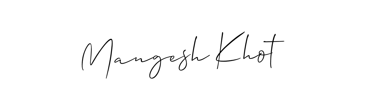 Allison_Script is a professional signature style that is perfect for those who want to add a touch of class to their signature. It is also a great choice for those who want to make their signature more unique. Get Mangesh Khot name to fancy signature for free. Mangesh Khot signature style 2 images and pictures png