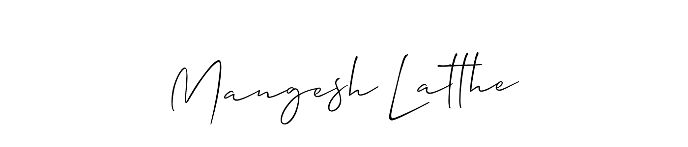 How to make Mangesh Latthe name signature. Use Allison_Script style for creating short signs online. This is the latest handwritten sign. Mangesh Latthe signature style 2 images and pictures png