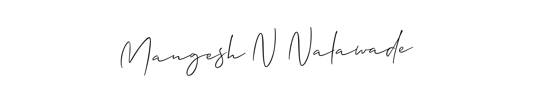 The best way (Allison_Script) to make a short signature is to pick only two or three words in your name. The name Mangesh N Nalawade include a total of six letters. For converting this name. Mangesh N Nalawade signature style 2 images and pictures png